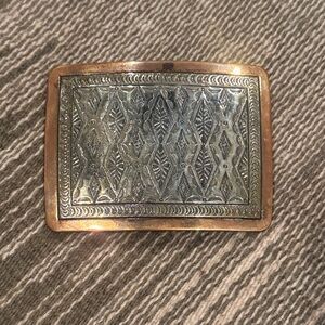 Sterling Silver and Copper Western Belt Buckle